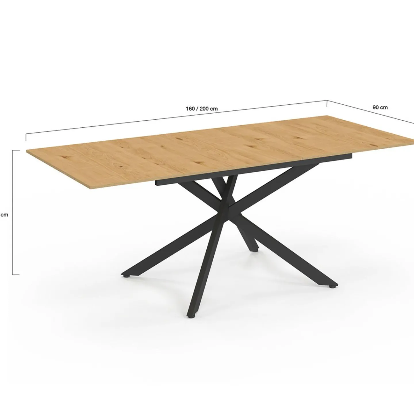 Table à manger extensible bois et noir 6-10 personnes 160-200 cm*IDMarket Best