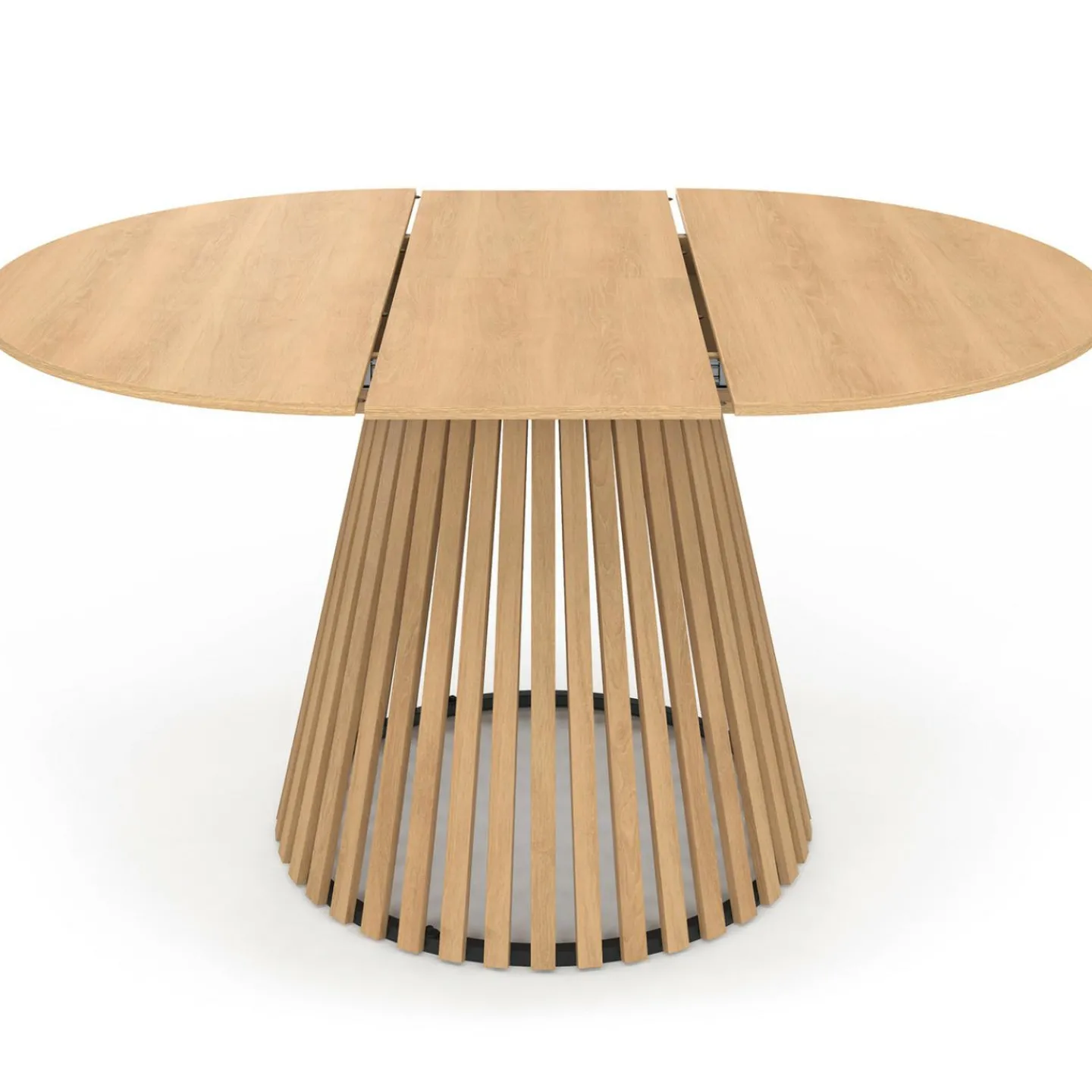 Table à manger extensible ronde 4-8 personnes pied bois en lattes et plateau bois 110 - 150cm*IDMarket New