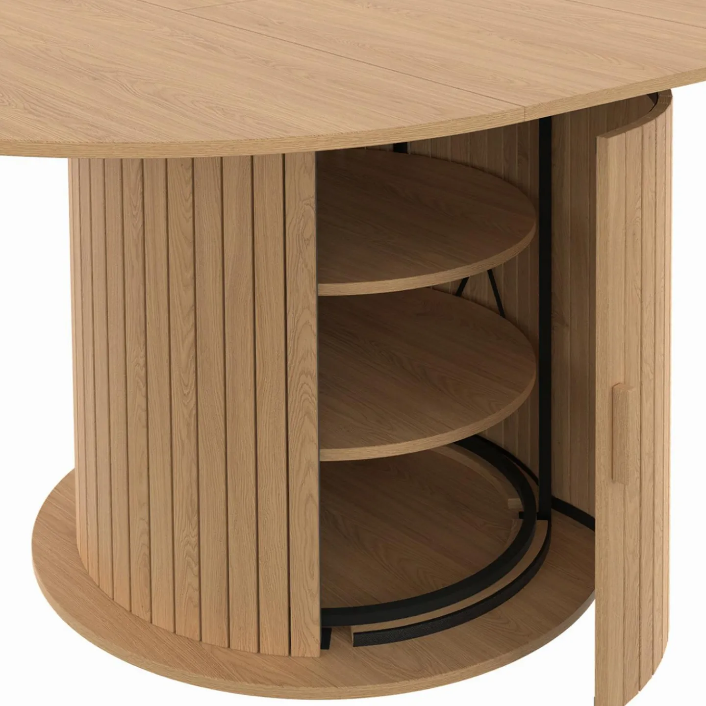 Table à manger extensible ronde 4-8 personnes pied lattes avec rangement 110-150 cm*IDMarket Hot