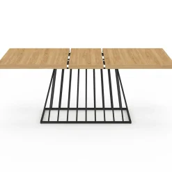 Table à manger extensible rectangle 160-200 cm 6-10 personnes plateau bois et pied filaire en métal noir*IDMarket Hot
