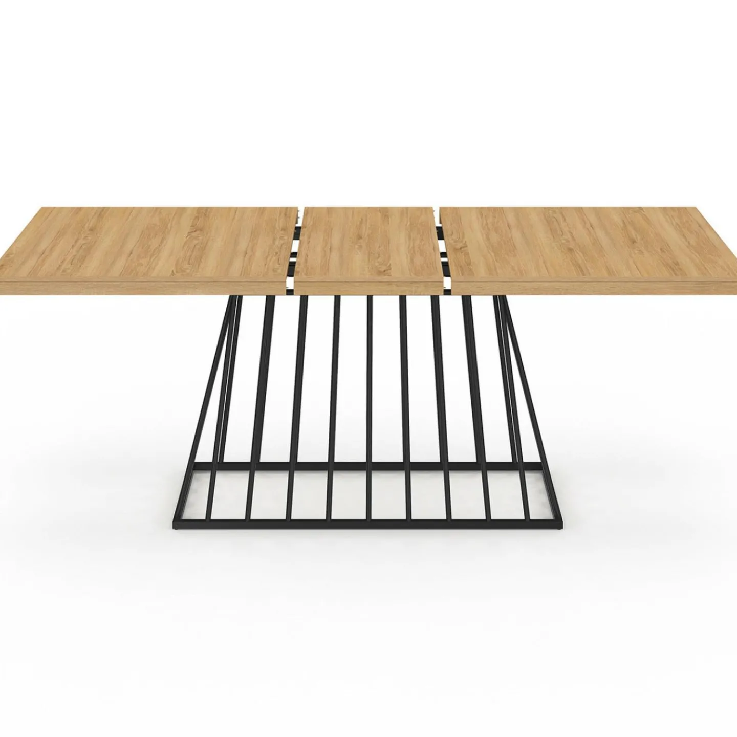 Table à manger extensible rectangle 160-200 cm 6-10 personnes plateau bois et pied filaire en métal noir*IDMarket Hot