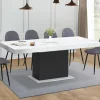 Table à manger extensible 160-200 cm 6-10 personnes plateau effet marbre blanc pied noir*IDMarket Discount