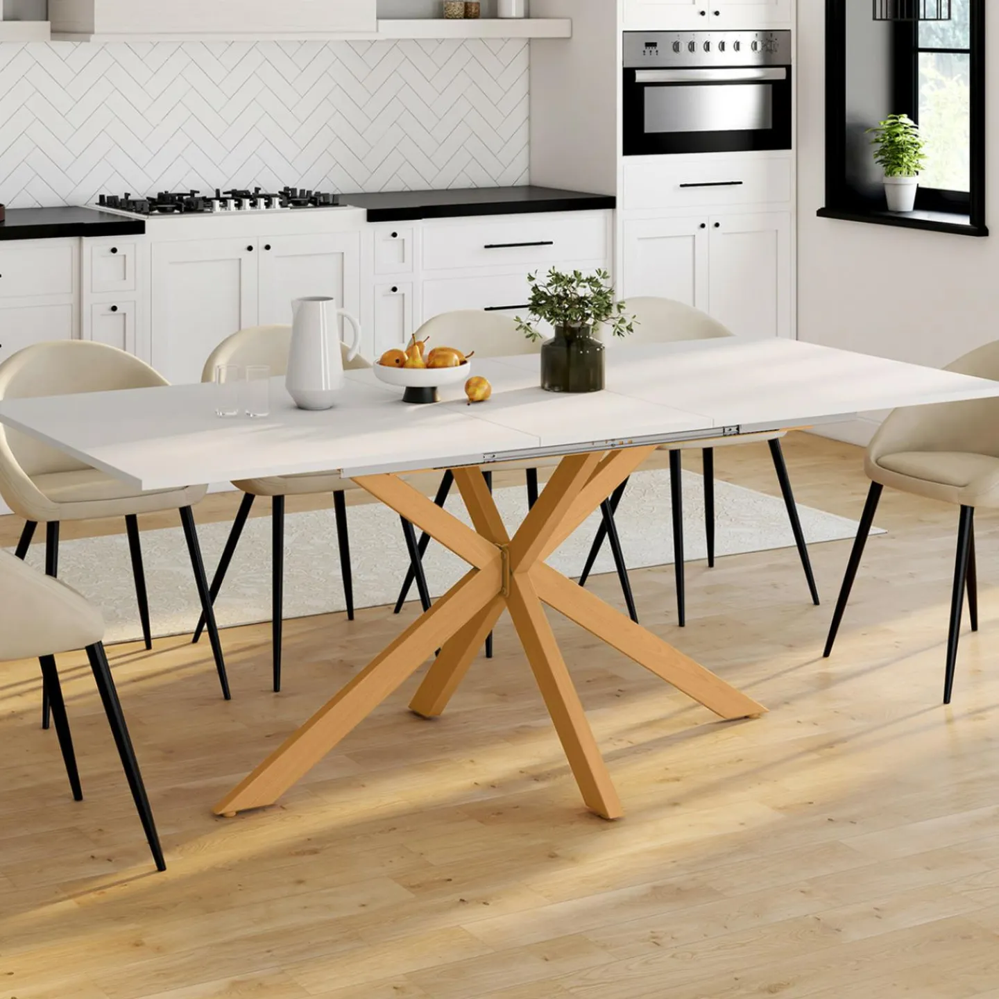 Table à manger extensible rectangle 6-10 personnes bois*IDMarket Best