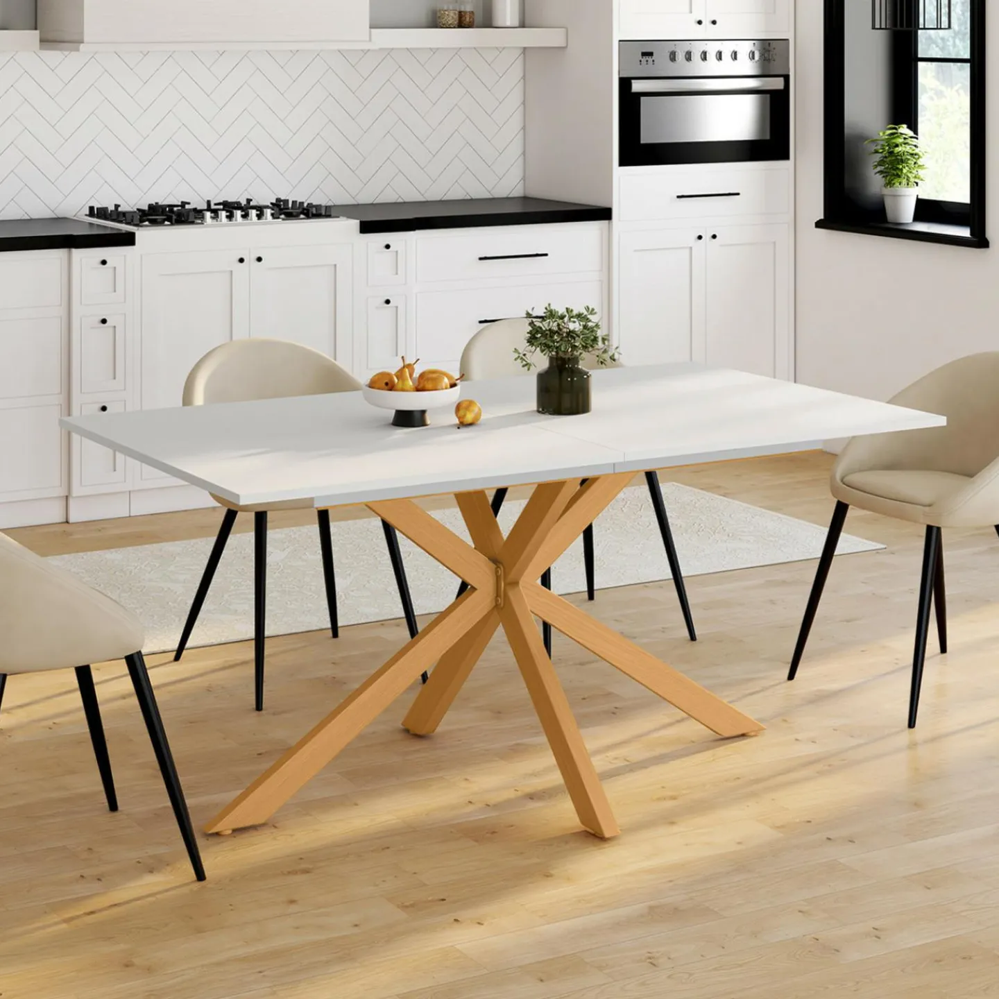 Table à manger extensible rectangle 6-10 personnes bois*IDMarket Best