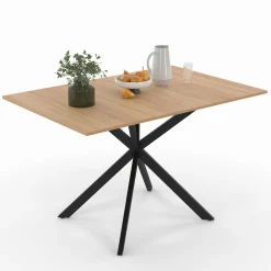 Table à manger extensible carrée 80-120 cm 4-6 personnes pied araignée bois et noir*IDMarket Discount