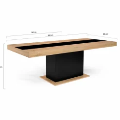Table à manger extensible bois et bande centrale noire 6-10 personnes*IDMarket Online