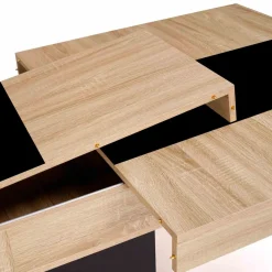 Table à manger extensible bois et bande centrale noire 6-10 personnes*IDMarket Online