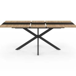 Table à manger extensible rectangle bois et bande centrale noir 160 - 200 cm*IDMarket