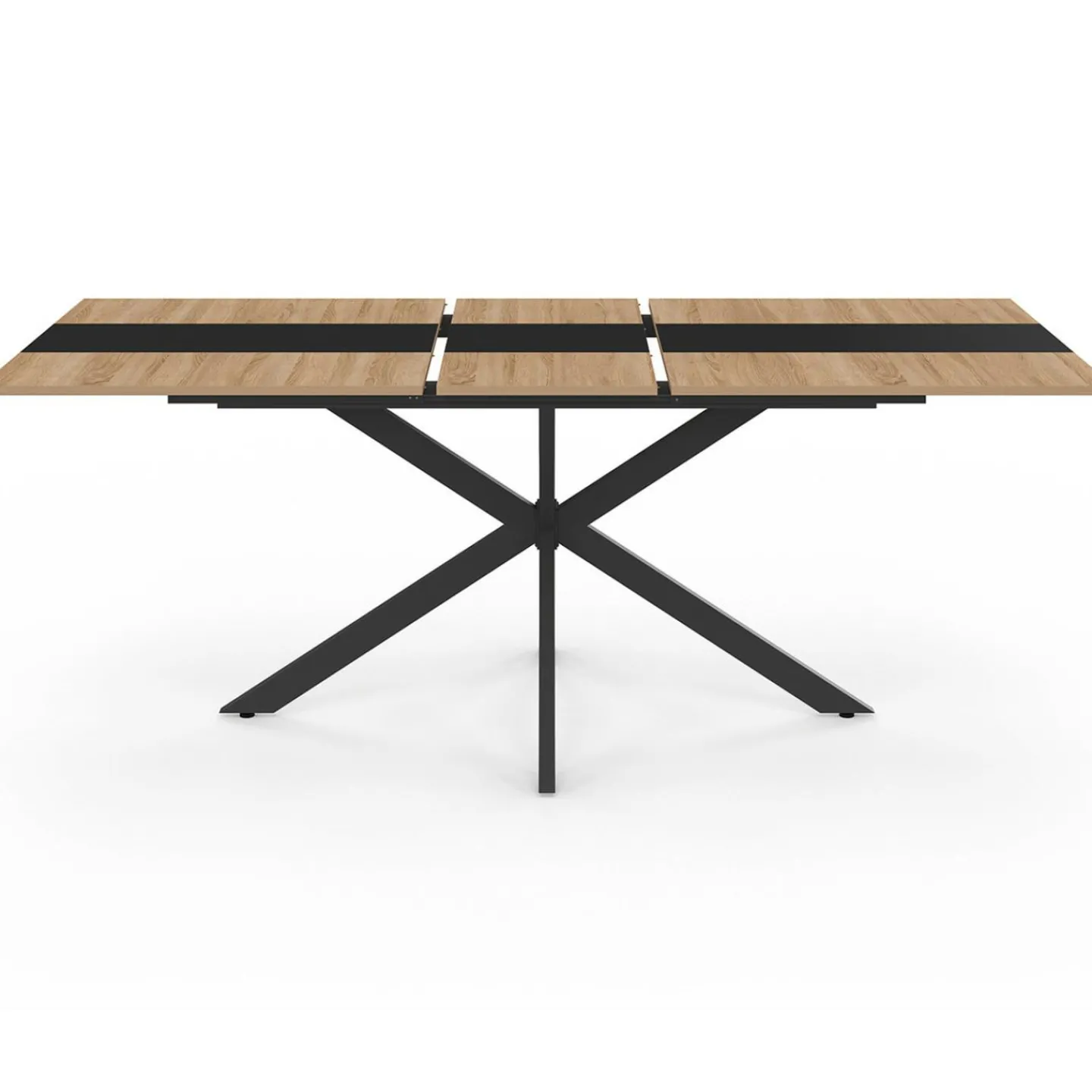 Table à manger extensible rectangle bois et bande centrale noir 160 - 200 cm*IDMarket