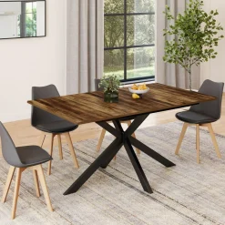 Table à manger industrielle extensible 6-10 personnes bois foncé 160-200 cm*IDMarket Outlet