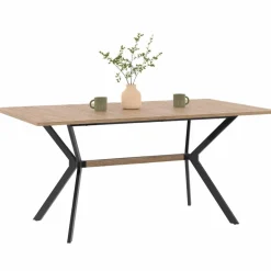 Table à manger industrielle rectangulaire bois et noir*IDMarket