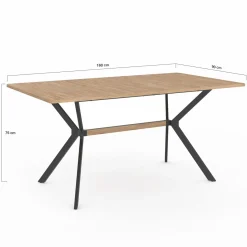 Table à manger industrielle rectangulaire bois et noir*IDMarket