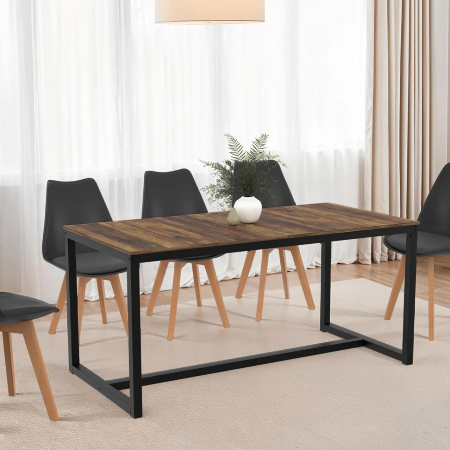 Table à manger industrielle rectangle extensible 6-10 personnes*IDMarket Hot