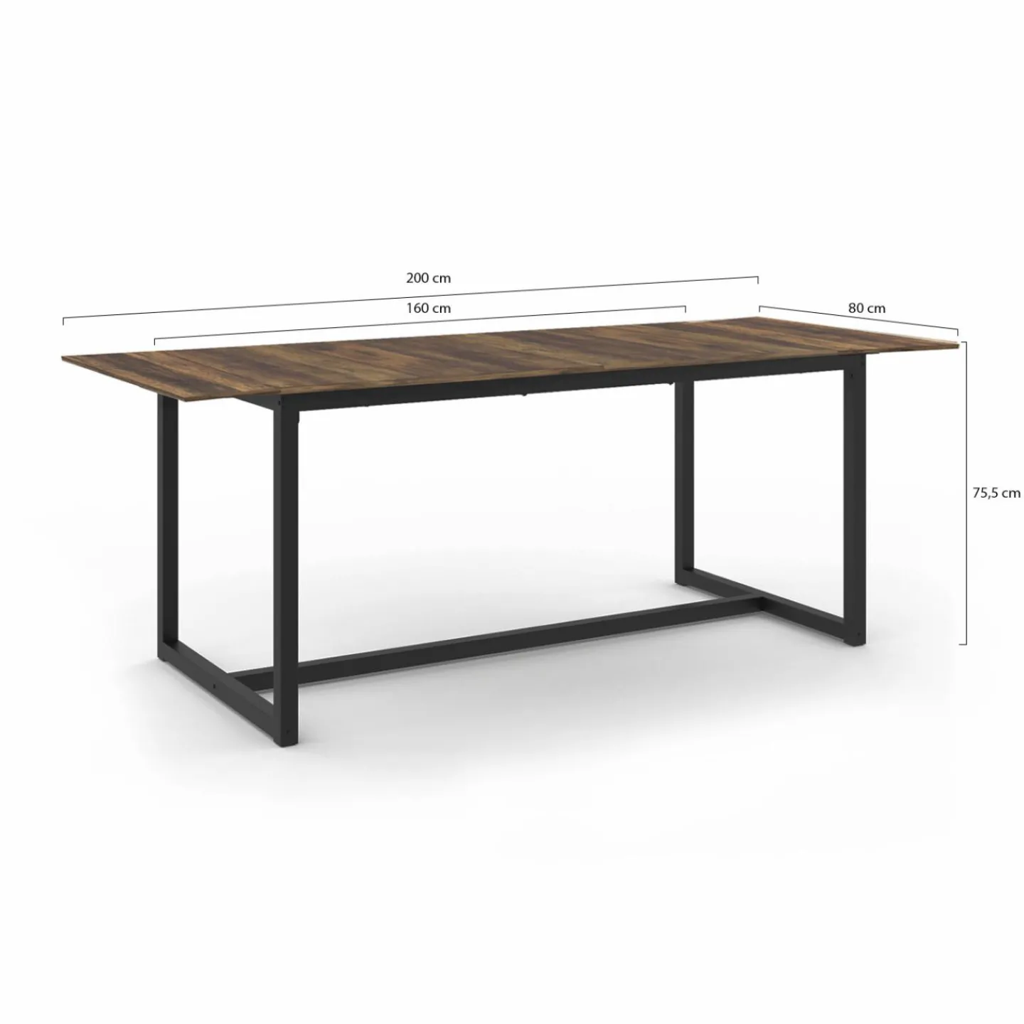 Table à manger industrielle rectangle extensible 6-10 personnes*IDMarket Hot