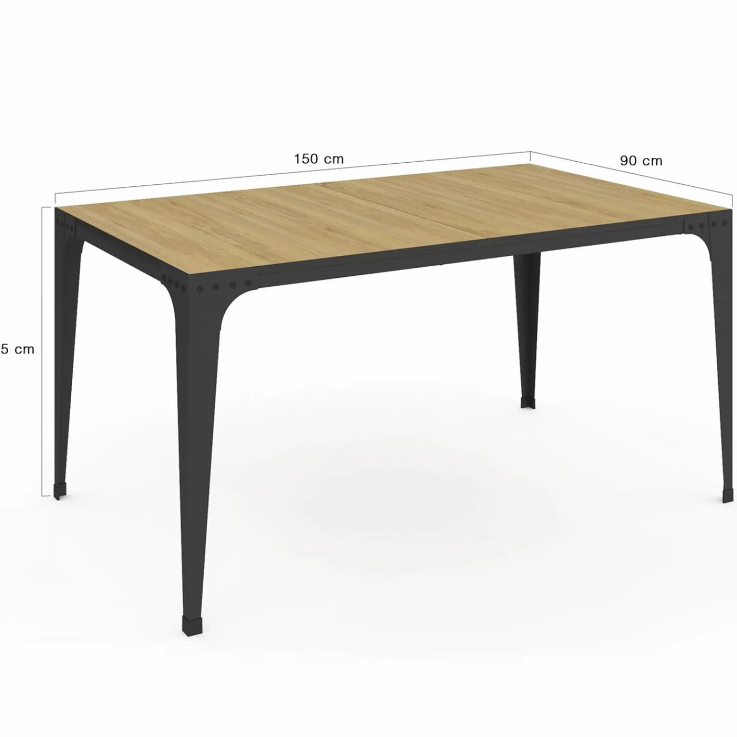 Table à manger industrielle bois et noir 8 personnes*IDMarket Clearance