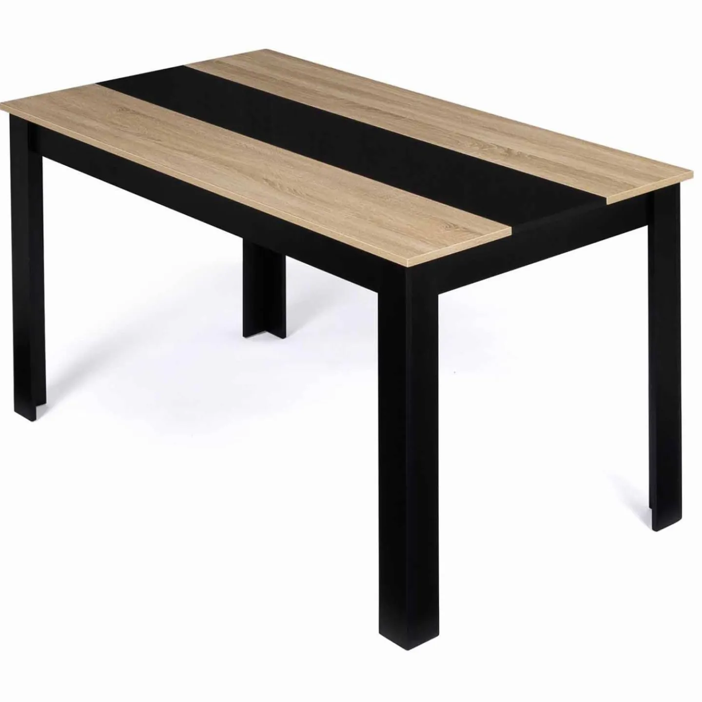 Table à manger noire et imitation hêtre pour 6 personnes*IDMarket Discount