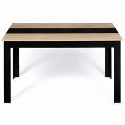 Table à manger noire et imitation hêtre pour 6 personnes*IDMarket Discount