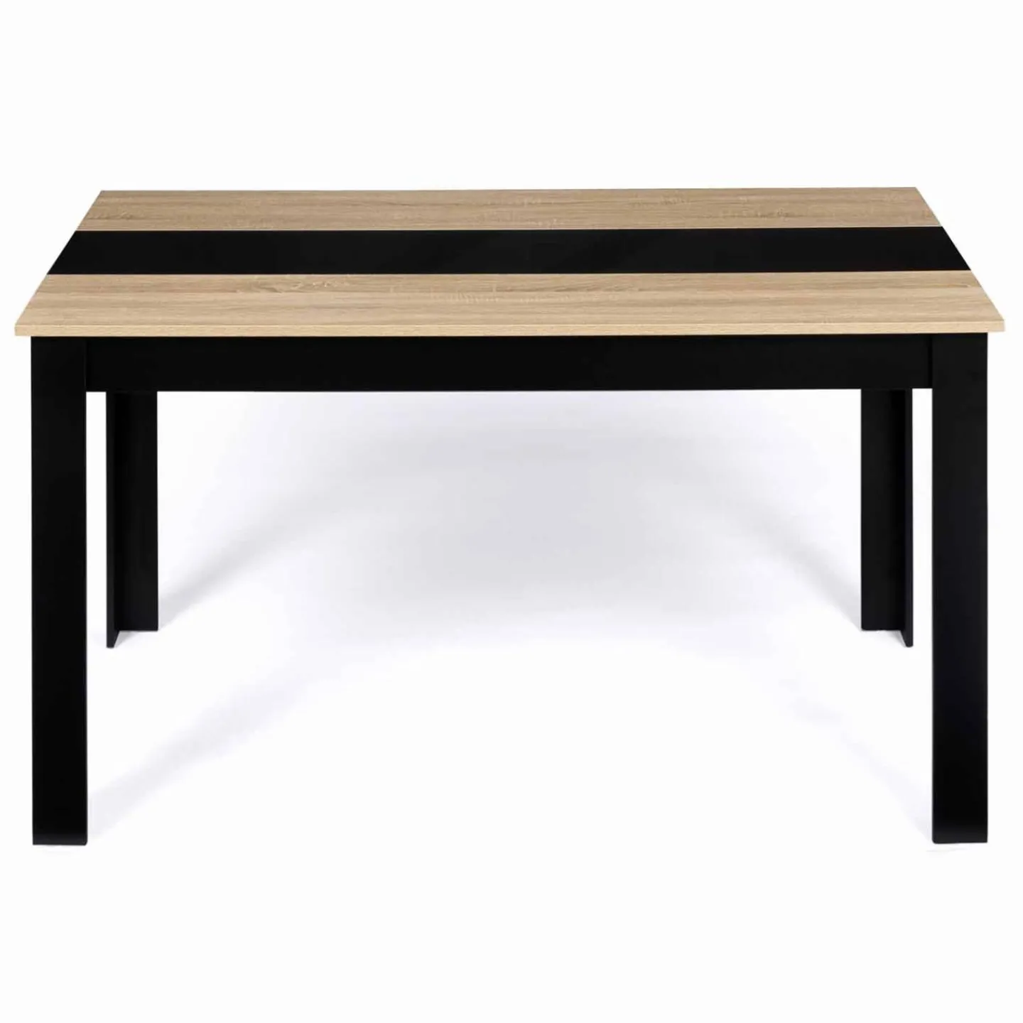 Table à manger noire et imitation hêtre pour 6 personnes*IDMarket Discount