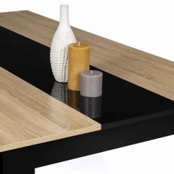 Table à manger noire et imitation hêtre pour 6 personnes*IDMarket Discount