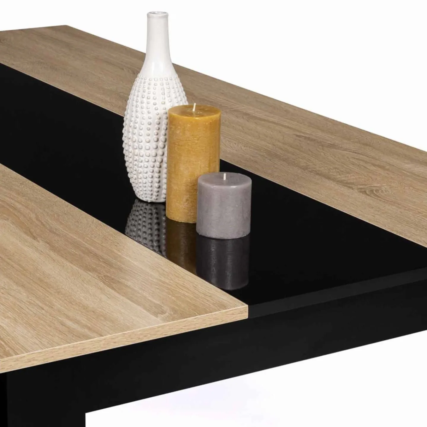 Table à manger noire et imitation hêtre pour 6 personnes*IDMarket Discount