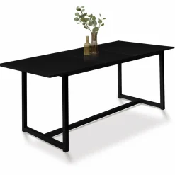 Table à manger noire extensible style industriel*IDMarket Outlet