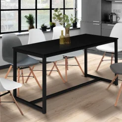 Table à manger noire extensible style industriel*IDMarket Outlet