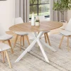Table à manger ovale 150 cm 8 personnes plateau bois et pied araignée métal blanc*IDMarket Outlet