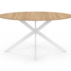 Table à manger ovale 150 cm 8 personnes plateau bois et pied araignée métal blanc*IDMarket Outlet