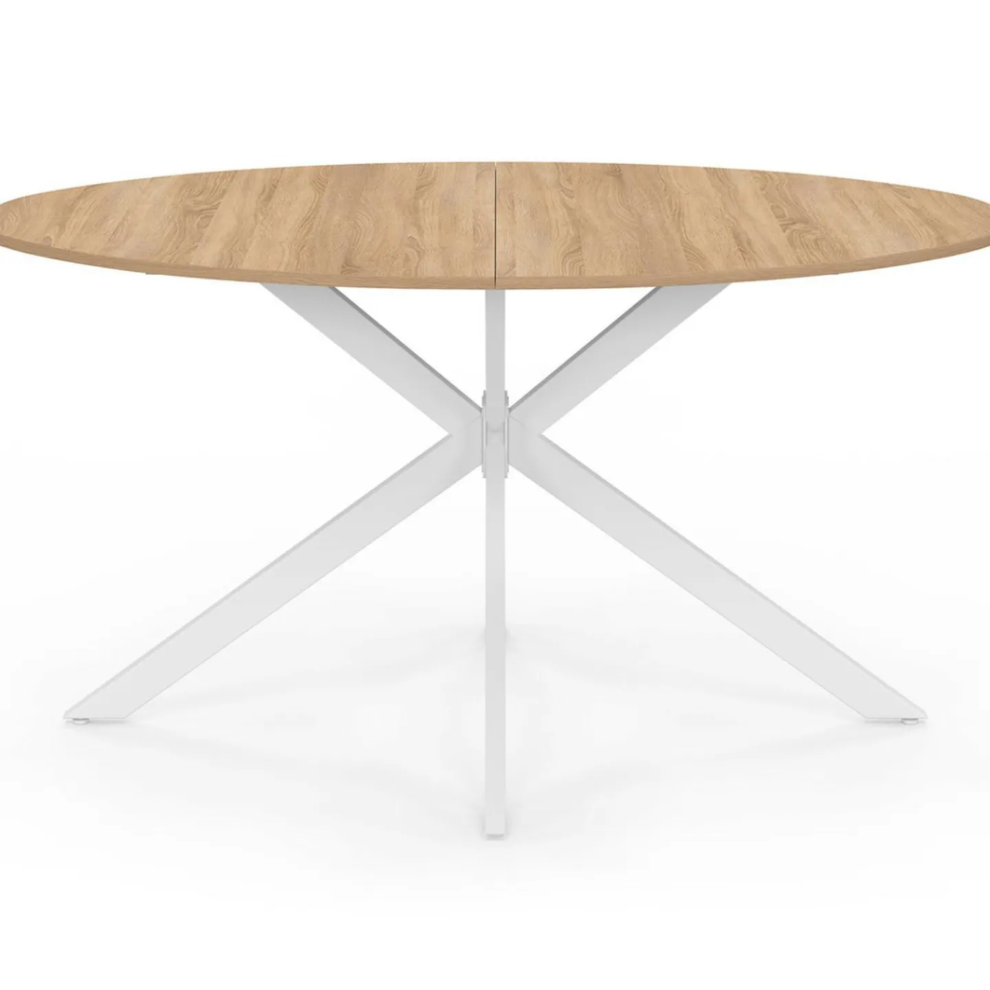 Table à manger ovale 150 cm 8 personnes plateau bois et pied araignée métal blanc*IDMarket Outlet