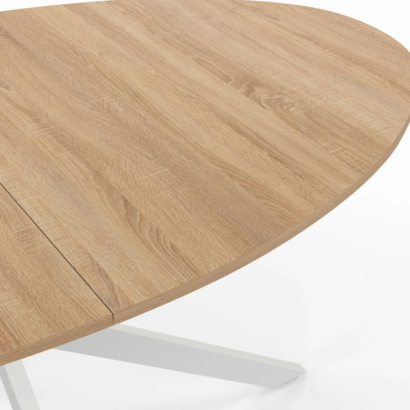 Table à manger ovale 150 cm 8 personnes plateau bois et pied araignée métal blanc*IDMarket Outlet