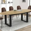 Table à manger ovale 200 cm 8 personnes bois et noir style industriel*IDMarket Outlet