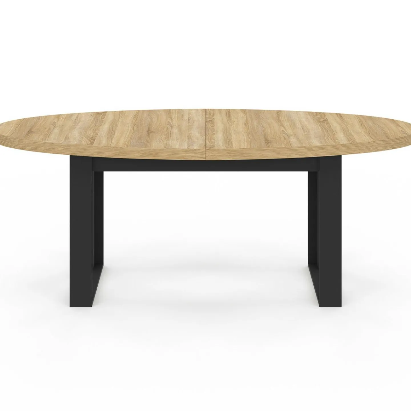 Table à manger ovale 200 cm 8 personnes bois et noir style industriel*IDMarket Outlet