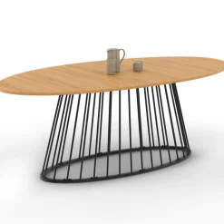 Table à manger ovale 10 personnes bois et métal noir*IDMarket New