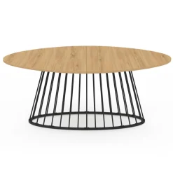 Table à manger ovale 10 personnes bois et métal noir*IDMarket New