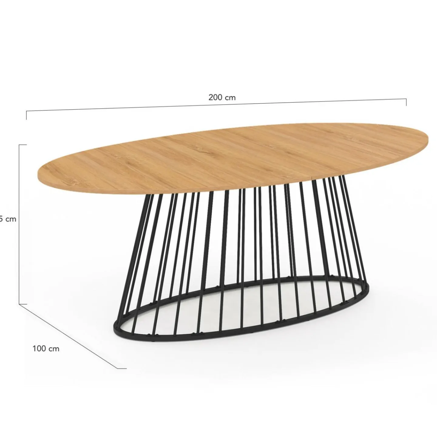 Table à manger ovale 10 personnes bois et métal noir*IDMarket New
