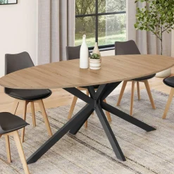 Table à manger ovale 10 personnes noire et bois*IDMarket Discount