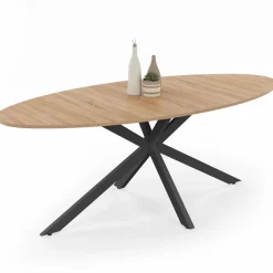 Table à manger ovale 10 personnes noire et bois*IDMarket Discount