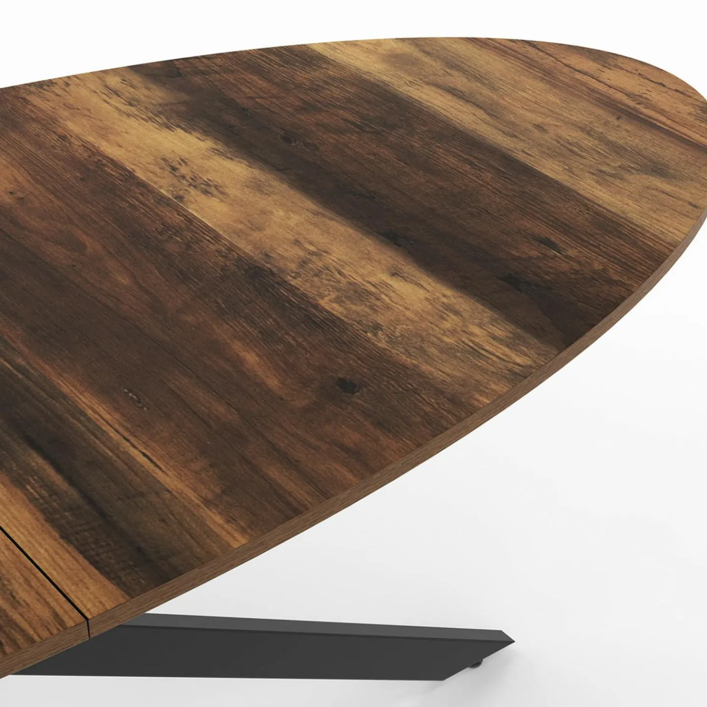 Table à manger ovale 10 personnes 200 cm pied araignée noir et plateau bois foncé*IDMarket Clearance