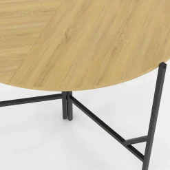 Table à manger pliante ronde 4 personnes 110 cm bois et noir style industriel*IDMarket Hot