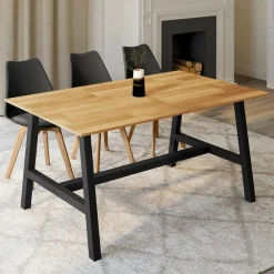 Table à manger rectangle 6 personnes bois et métal 160 cm*IDMarket Discount