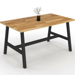 Table à manger rectangle 6 personnes bois et métal 160 cm*IDMarket Discount