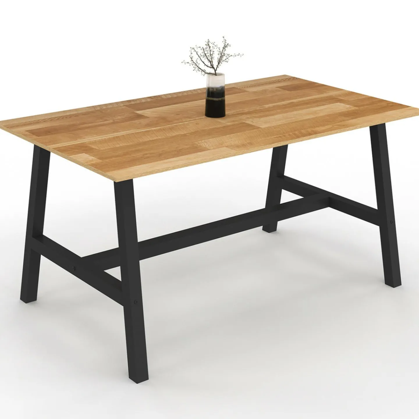 Table à manger rectangle 6 personnes bois et métal 160 cm*IDMarket Discount