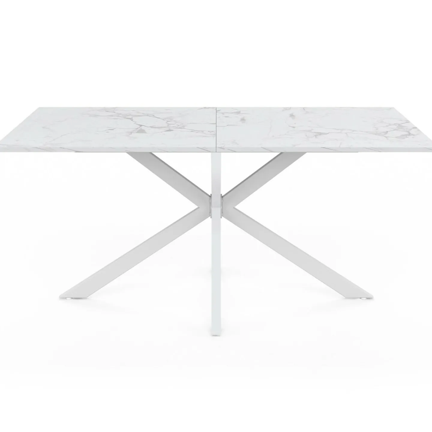 Table à manger rectangle 160 cm 8 personnes pied araignée blanc plateau effet marbre blanc*IDMarket Sale