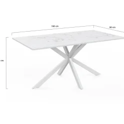 Table à manger rectangle 160 cm 8 personnes pied araignée blanc plateau effet marbre blanc*IDMarket Sale