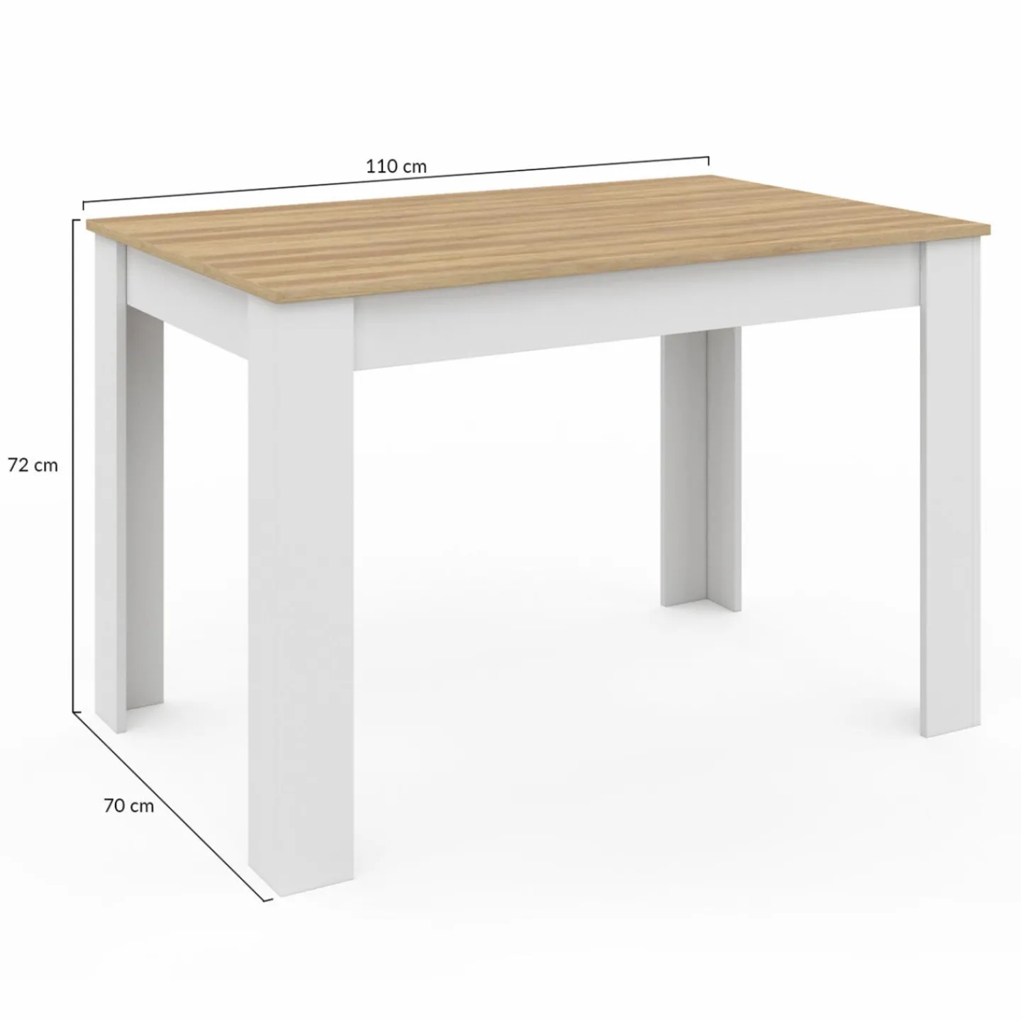Table à manger rectangle blanche plateau façon hêtre 4 personnes*IDMarket Best