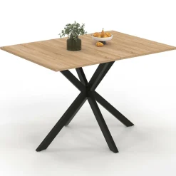 Table à manger rectangle bois et noir 6 personnes 110cm pied araignée*IDMarket Discount