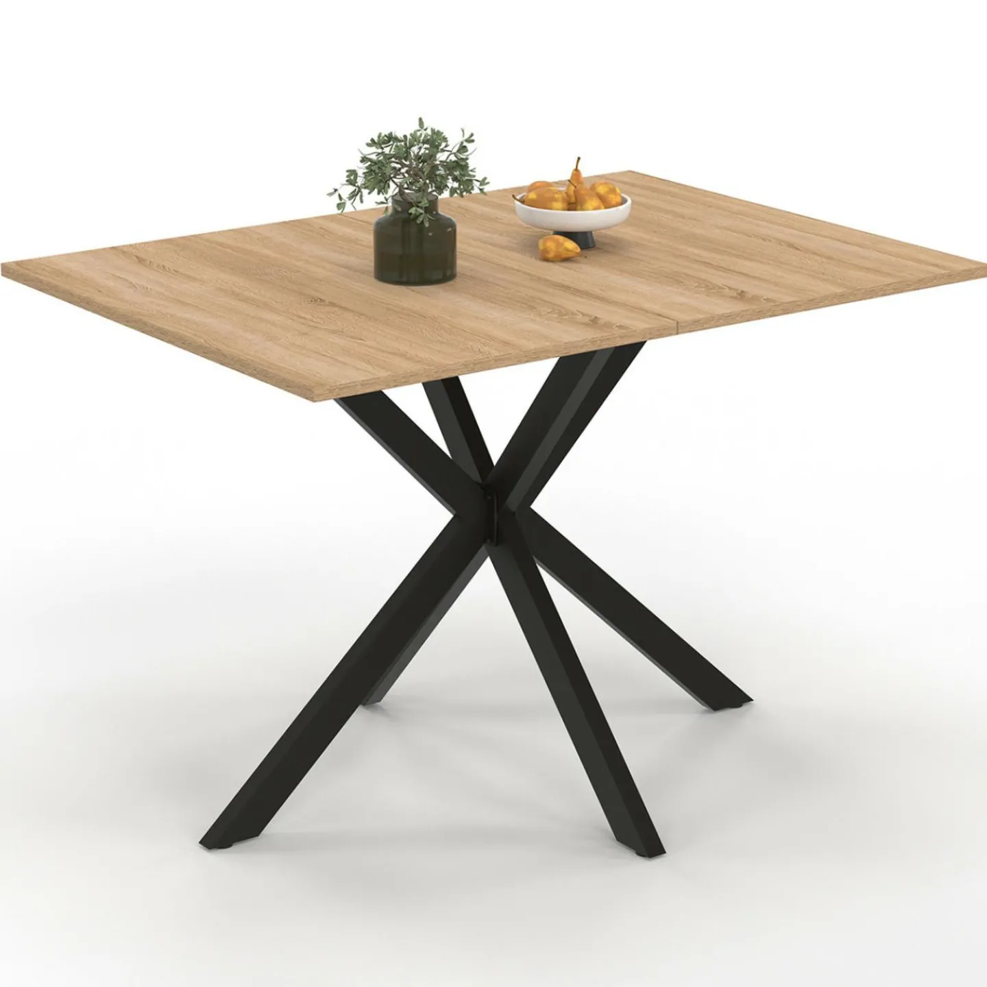 Table à manger rectangle bois et noir 6 personnes 110cm pied araignée*IDMarket Discount