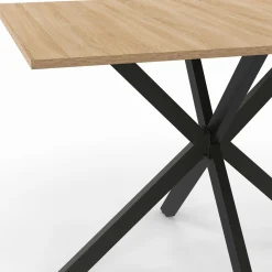 Table à manger rectangle bois et noir 6 personnes 110cm pied araignée*IDMarket Discount