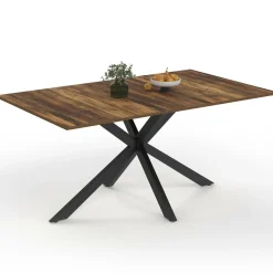 Table à manger rectangle plateau bois foncé 160 cm pied araignée noir 8 personnes*IDMarket New