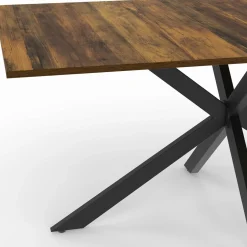 Table à manger rectangle plateau bois foncé 160 cm pied araignée noir 8 personnes*IDMarket New